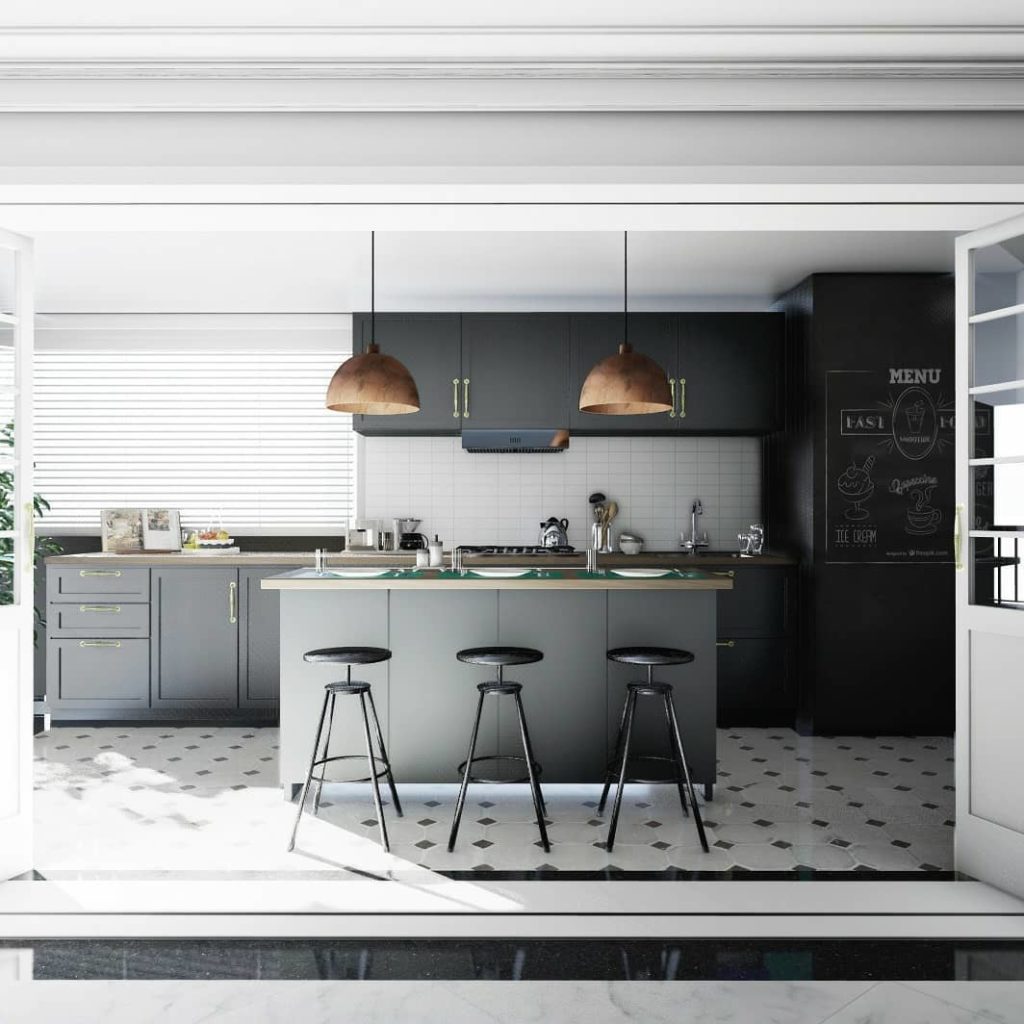 Cozinha com estilo bem moderno e criativo, para quem gosta de cozinhar em um espaço com personalidade. 