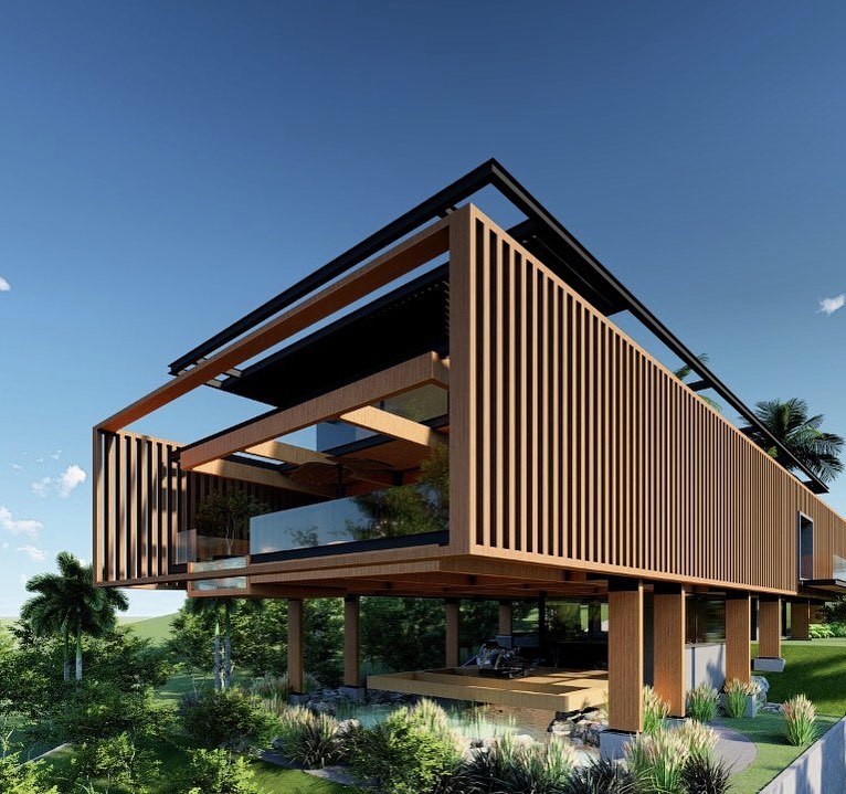 Casa de madeira moderna com design imponente