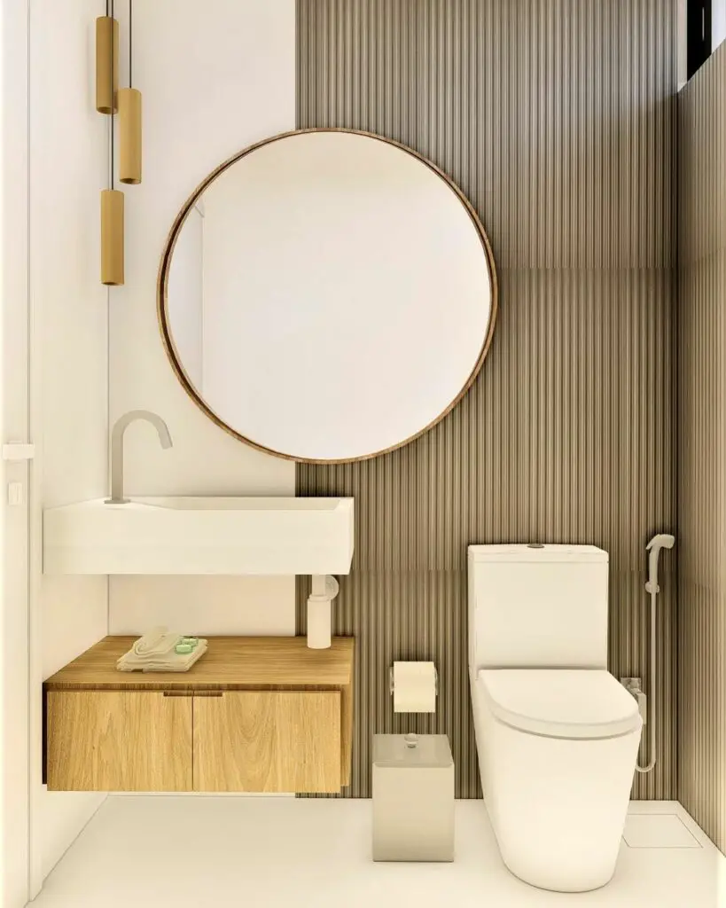 Espelho redondo para banheiro simples e elegante