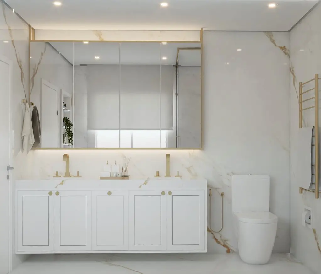 Espelho para banheiro com armário e luz incorporada