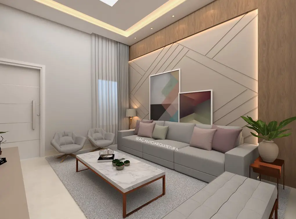 Sala de estar moderna elegante e aconchegante