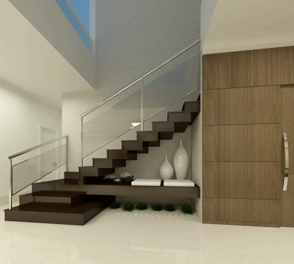 Escada moderna e elegante em granito marrom