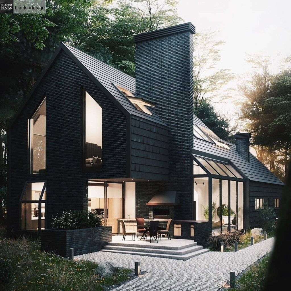Casa em estilo rústico toda em preto