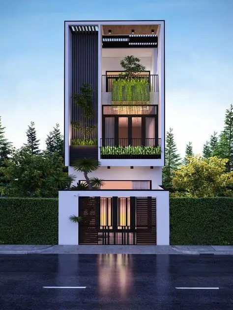 fachada de casa moderna na vertical