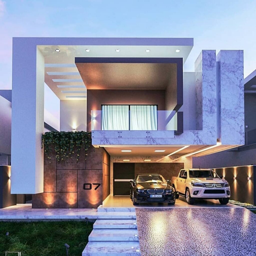 fachada de casa moderna combinando cores