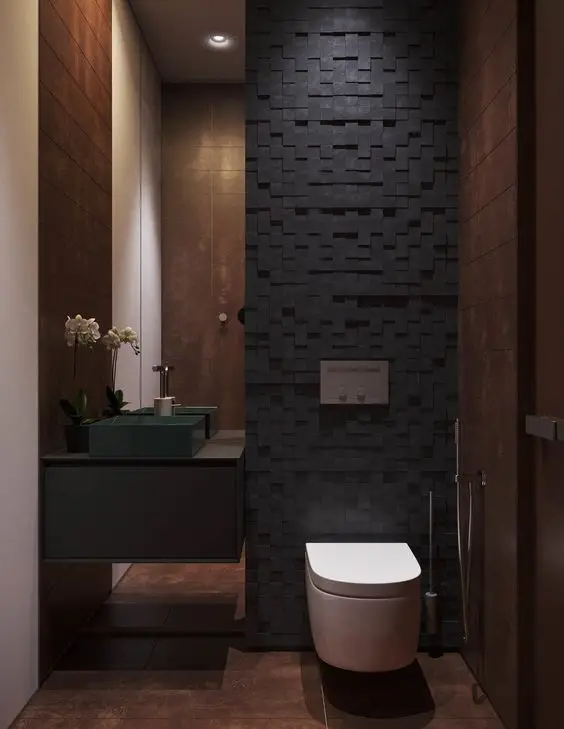 Banheiro com revestimento de 3D