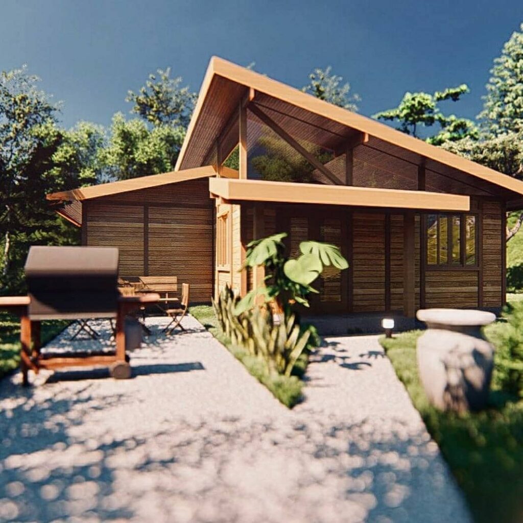 Casa de campo simples em madeira
