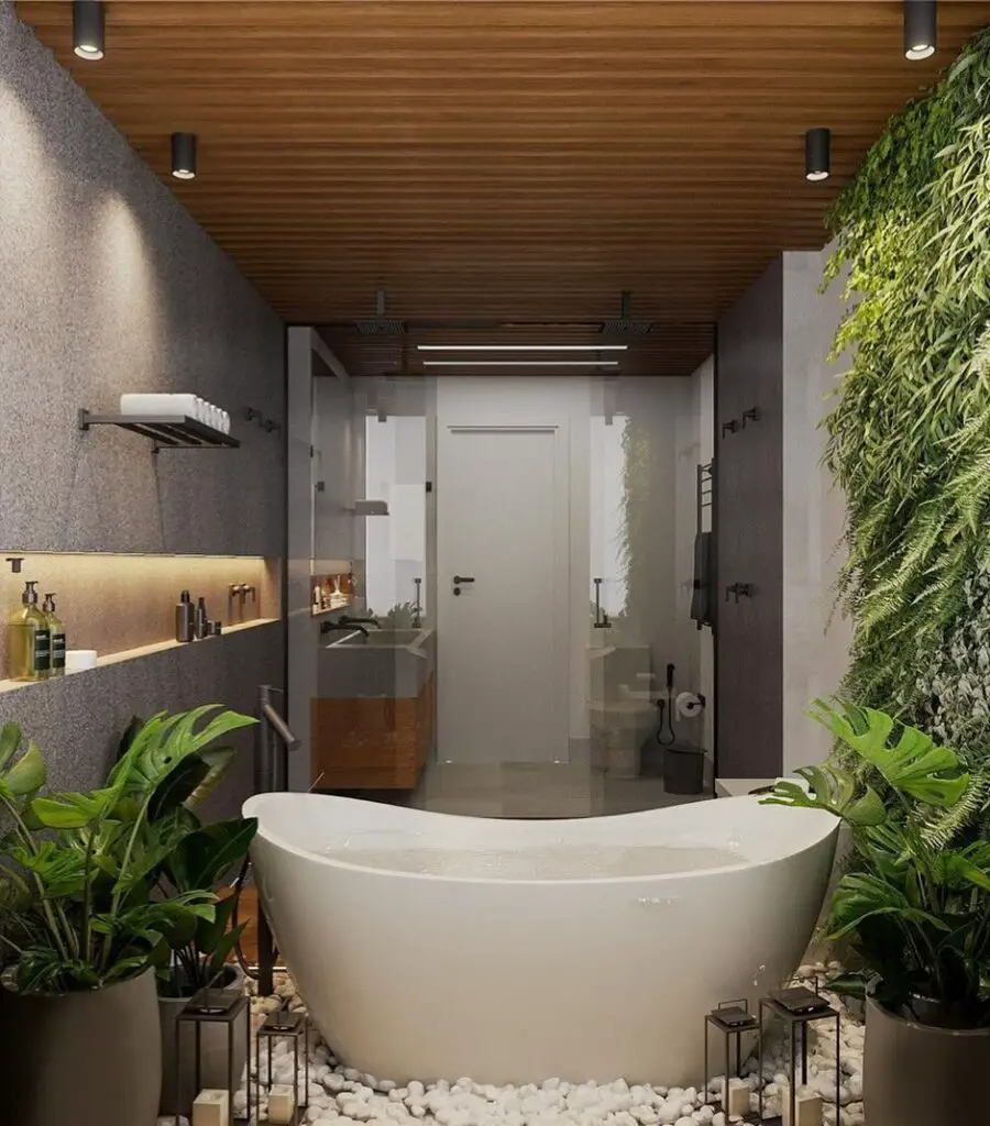 banheiro moderno com plantas decorativas