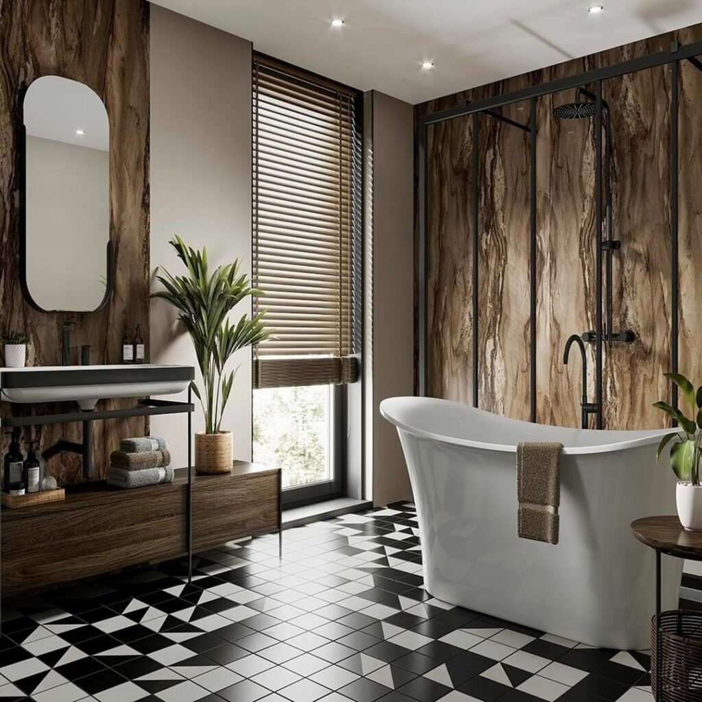 banheiro moderno com plantas decorativas