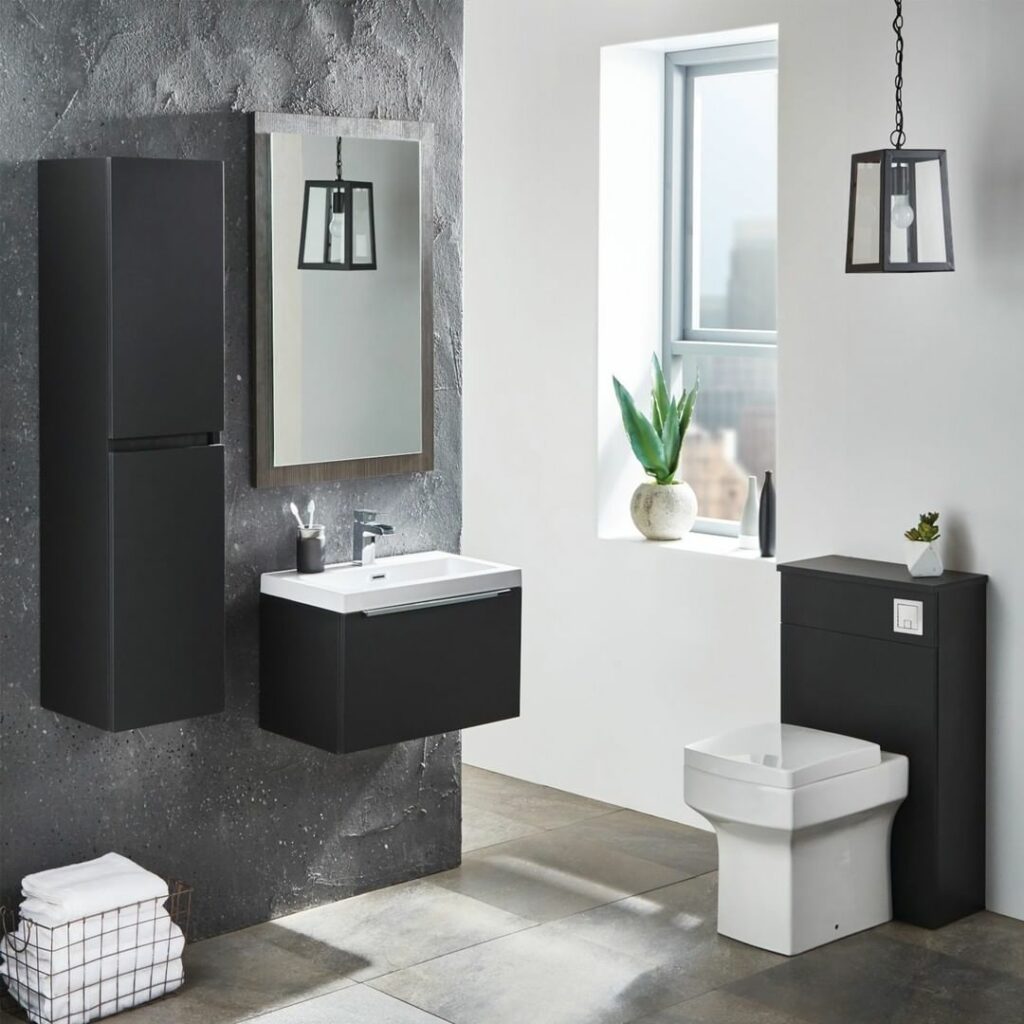 banheiro moderno em branco e preto