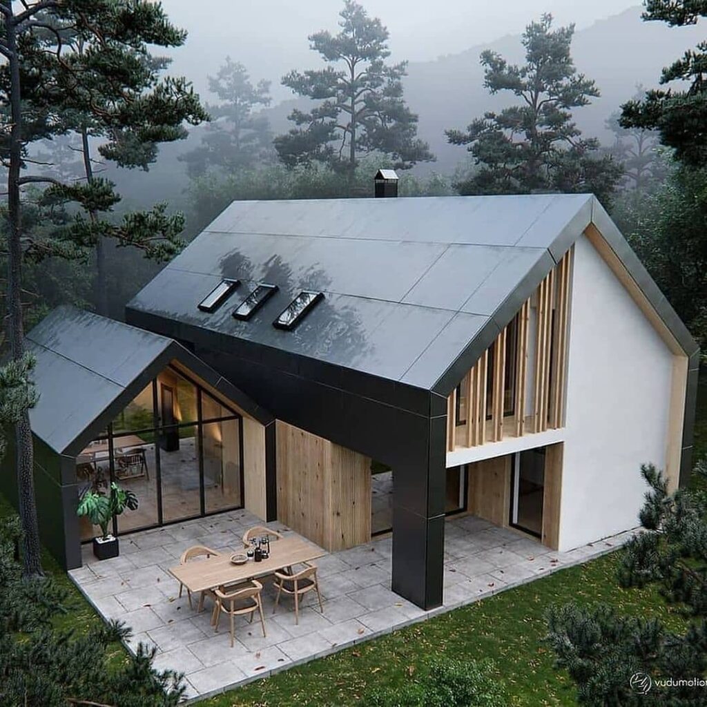 Casa container com telhado de 2 águas