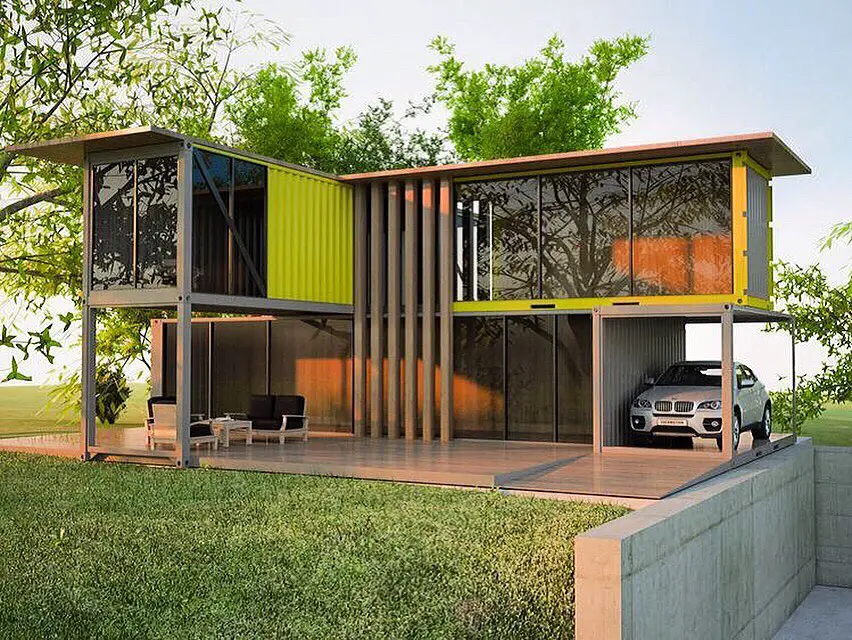 Casa container moderna e colorida com design original 