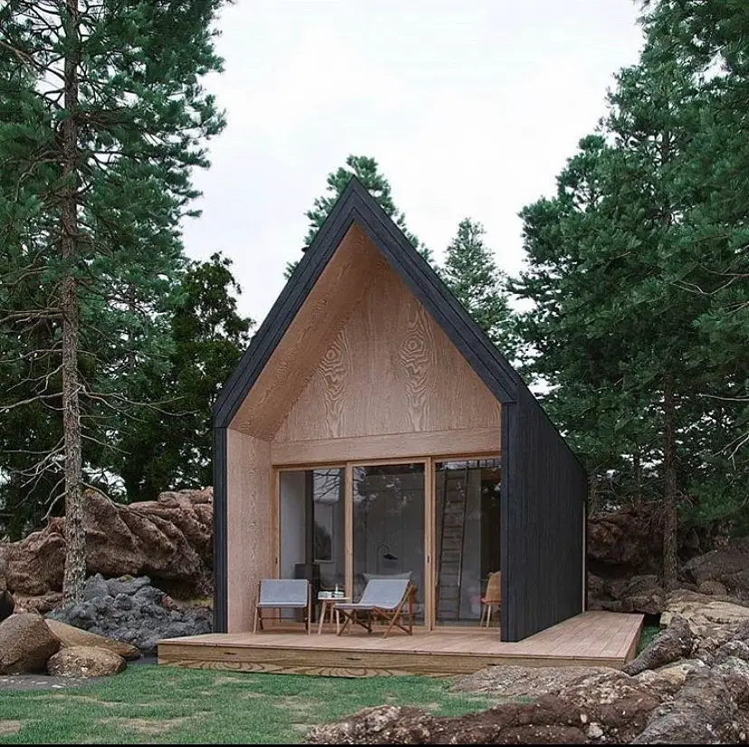 Casa de campo pequena em madeira