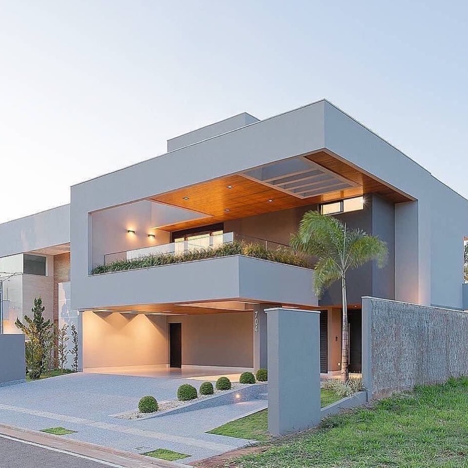 Modelo de casa moderna com varanda