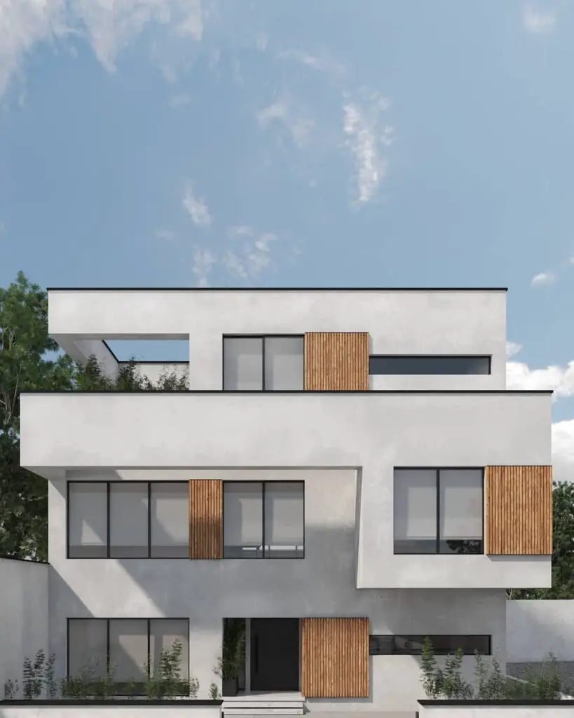 Modelo de casa moderna com 3 andares
