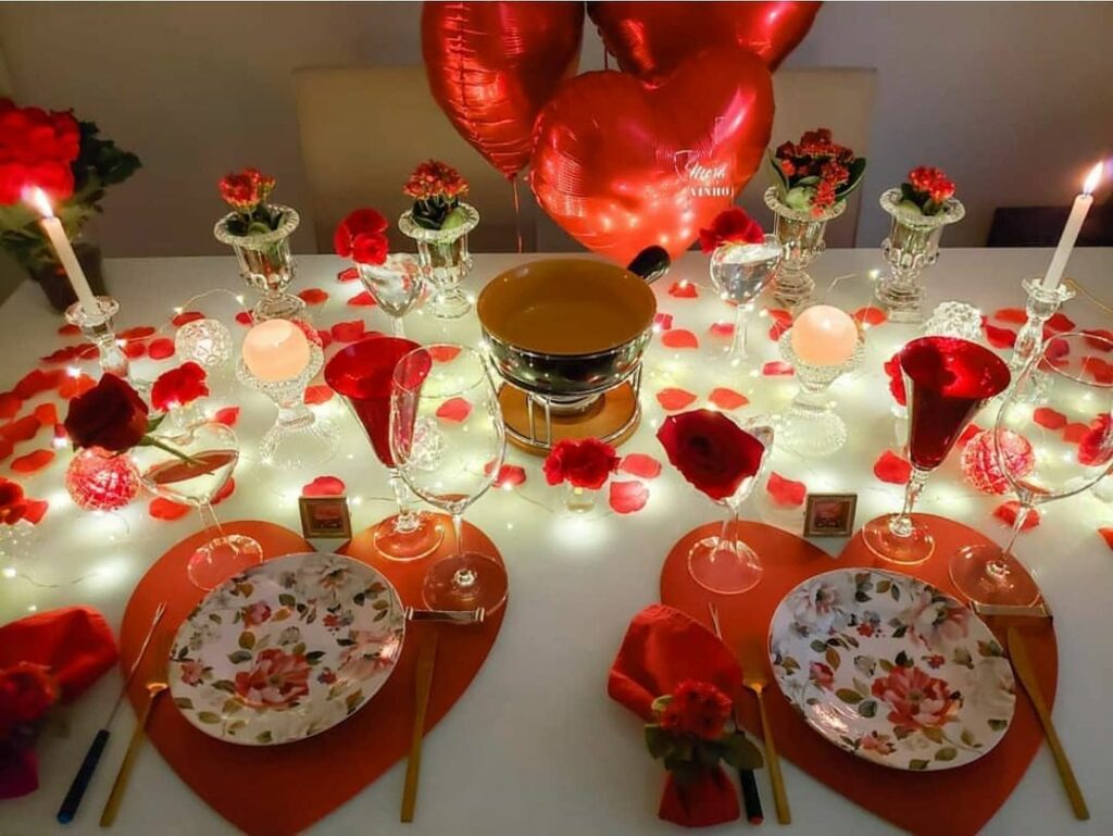 Decoração de mesa para o Dia dos Namorados 