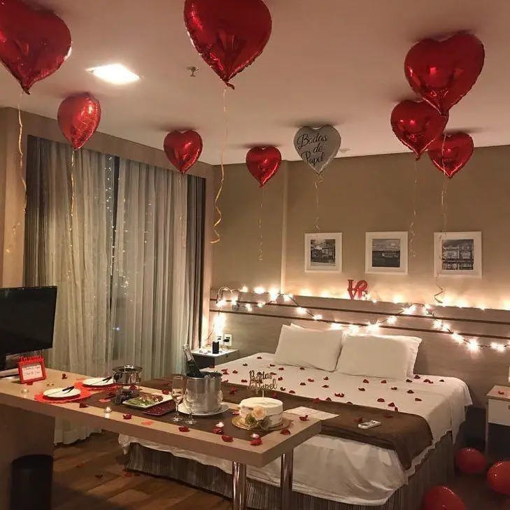 Decoração de Dia dos Namorados no quarto